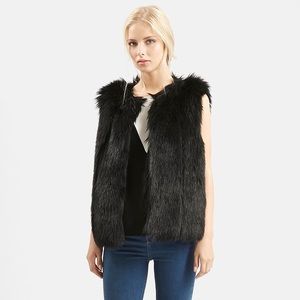 Topshop Black Faux Fur Vest (Size US 10)
